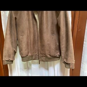 Joseph A Bank Leather Jacket w/ World Map Interior